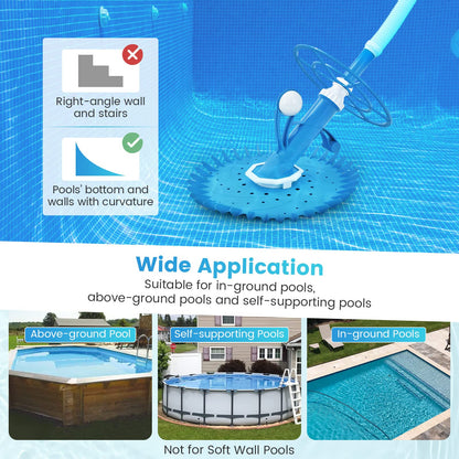 GiantexUK Automatic Pool Cleaner, Powerful Suction Pool Vacuum Cleaner with 10 1M Hoses & Accessories