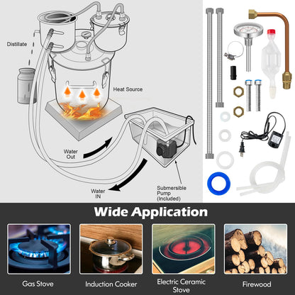 GiantexUK 3 Pots Home Distiller Moonshine Still, 5 Gal 22L Stainless Steel Water Alcohol Spirits Boiler Brewing Kit