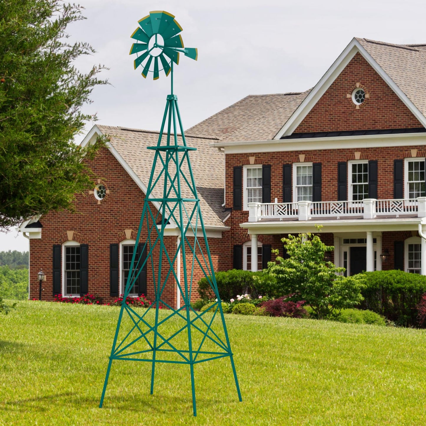 GiantexUK Garden Metal Windmill, 8FT Ornamental Wind Mill