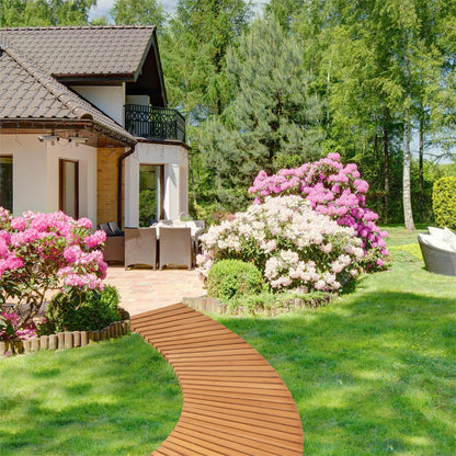 GiantexUK Roll Out Garden Path Walkway, 43/53 x 216cm Wooden Curved Pathway with Non-Slip Surface