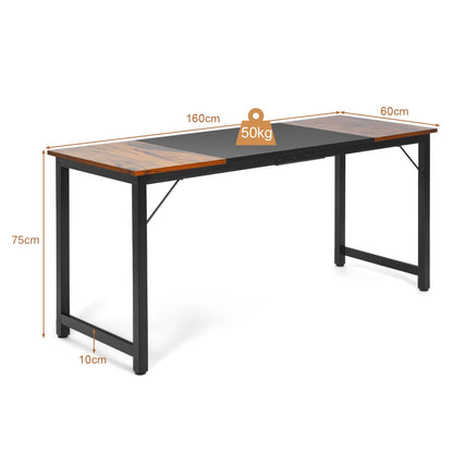 Computer Desk, Industrial Writing Workstation PC Laptop Table (160 x 60 x 75cm, Vintage+Black+Vintage)