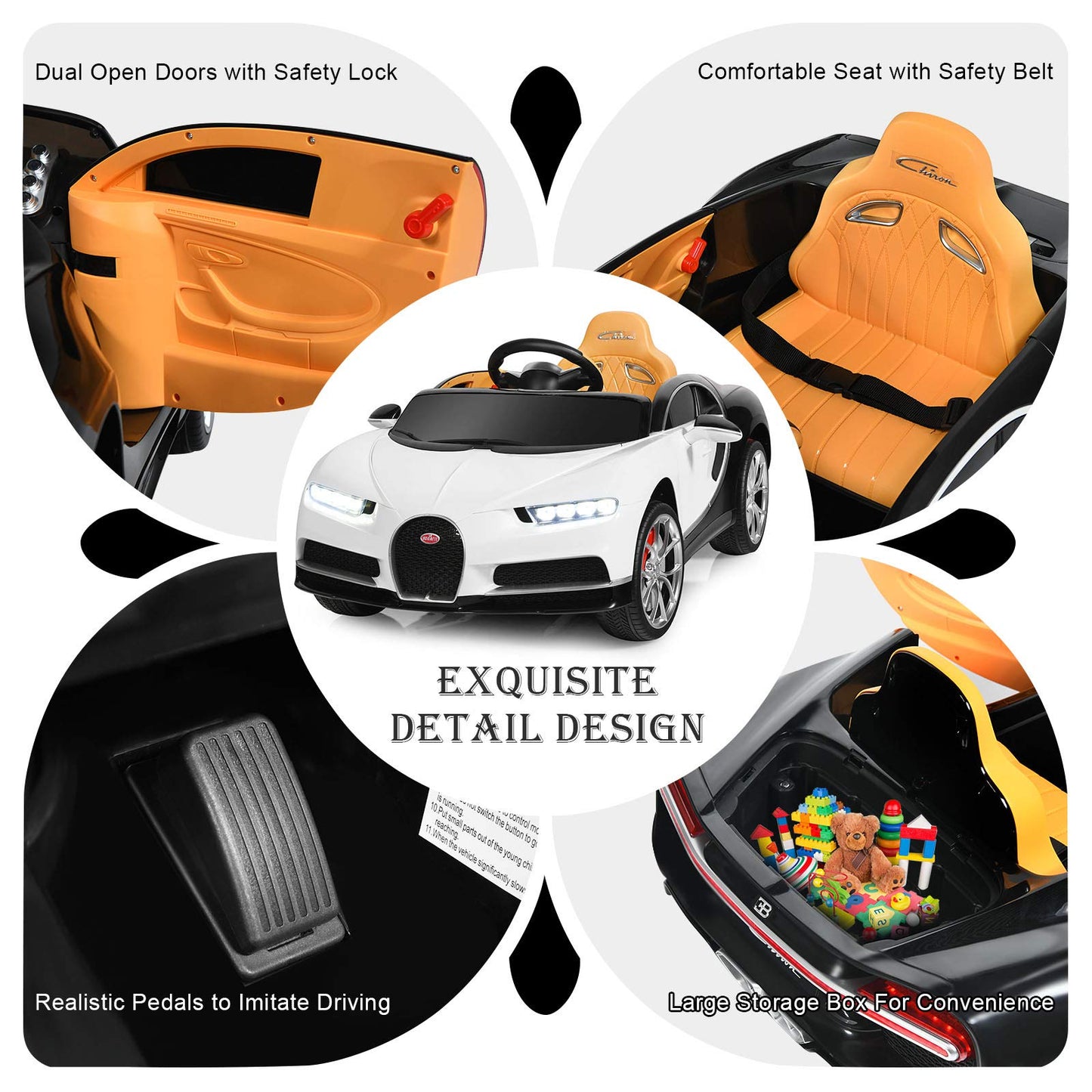 12V Kids Electric Ride On Car, Licensed Battery Powered Vehicle with Remote Control, Music, LED Lights, Horn