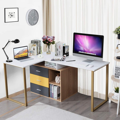 Computer Desk for Two Person, 2 in 1 Double Writing Study Workstation, 220x55x76cm