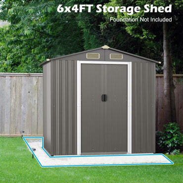 GiantexUK 6x4FT Metal Garden Shed (6x4FT, Light Grey)