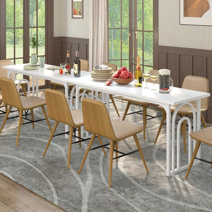 Large Dining Table for 6-8 People, 160 x 60cm Rectangular Dinner Table with Metal Legs