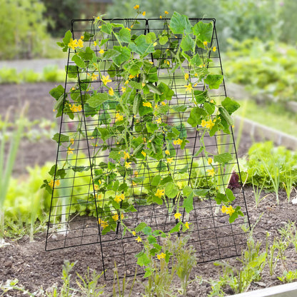 GiantexUK 2-Pack Garden Cucumber Trellis, 4x3FT A-Frame Plant Supports with Twist Tie, 8 Spiral Connectors