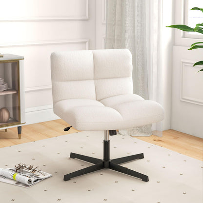 Faux Fur Office Chair, Height Adjustable Swivel Computer Desk Chair with Wide Seat, no Wheels