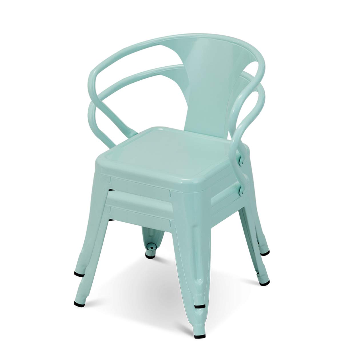 Steel Kids Chair Set of 2 with Backrest