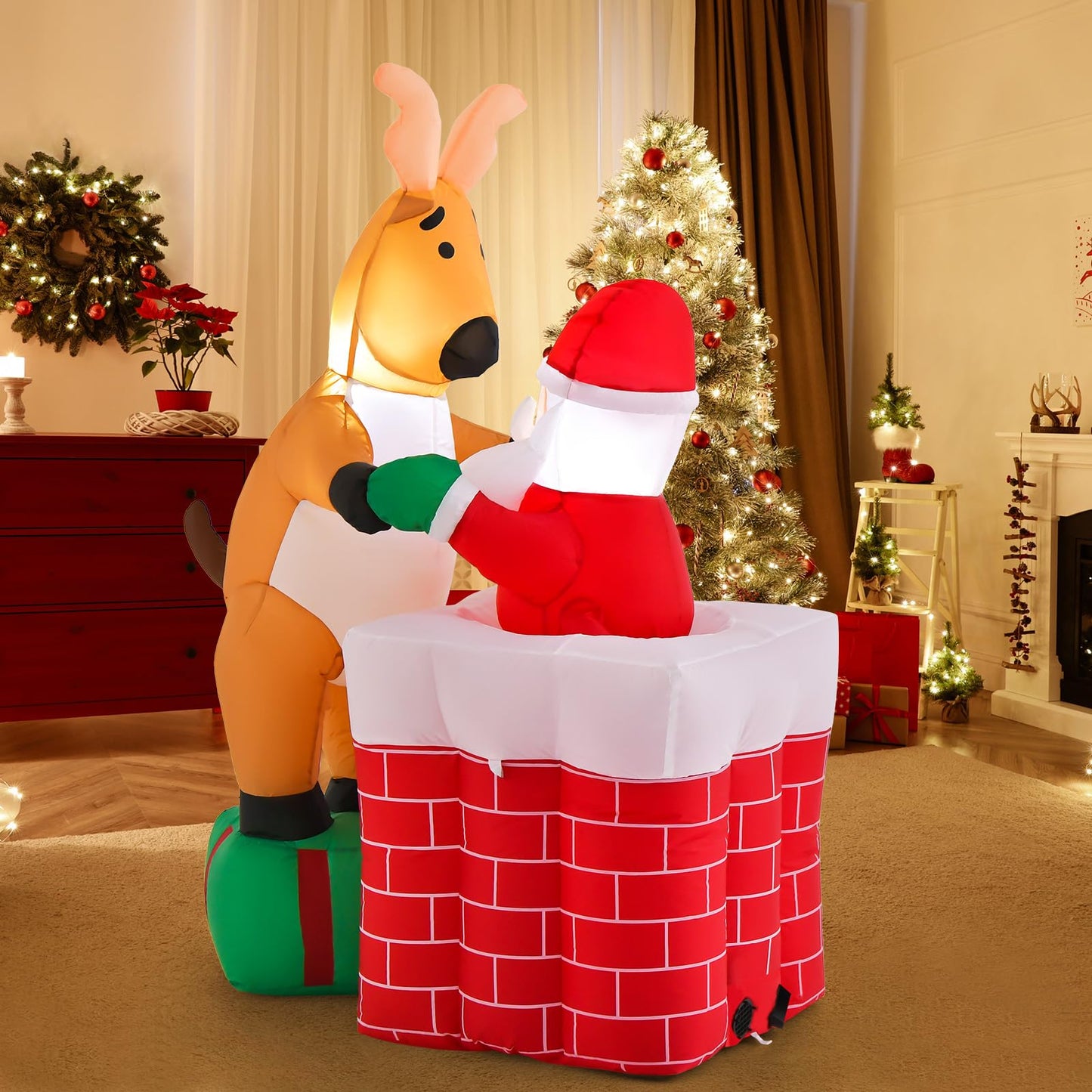 Inflatable Christmas Santa Claus, Blow-up Santa Claus Decoration with LED Lights