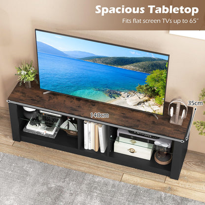 LED TV Stand for 65 Inch TVs, Wooden TV Cabinet Media Entertainment Center with RGB LED Lights and Adjustable Tempered Glass Shelves