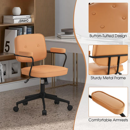 PU Leather Office Chair, Height Adjustable Rocking Swivel Computer Desk Chairs