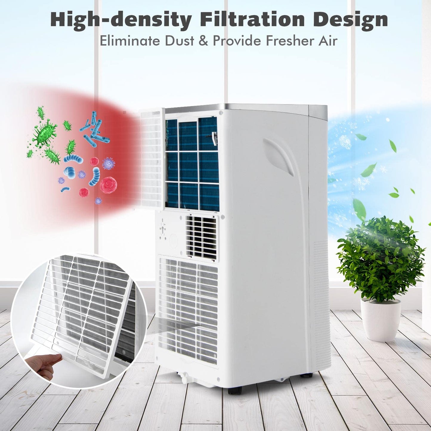 GiantexUK Portable Air Conditioner 9000BTU, 4-In-1 Mobile Air Cooler, Dehumidifier, Cooling Fan with 2 Speeds, Sleep Mode