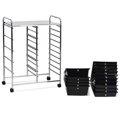 GiantexUK 15 Drawers Rolling Trolley, Utility Storage Organizer Cart with Wheels