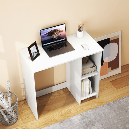 Compact Computer Desk, 80 x 40cm Small Writing Desk with Storage Shelves, Space-saving Home Office