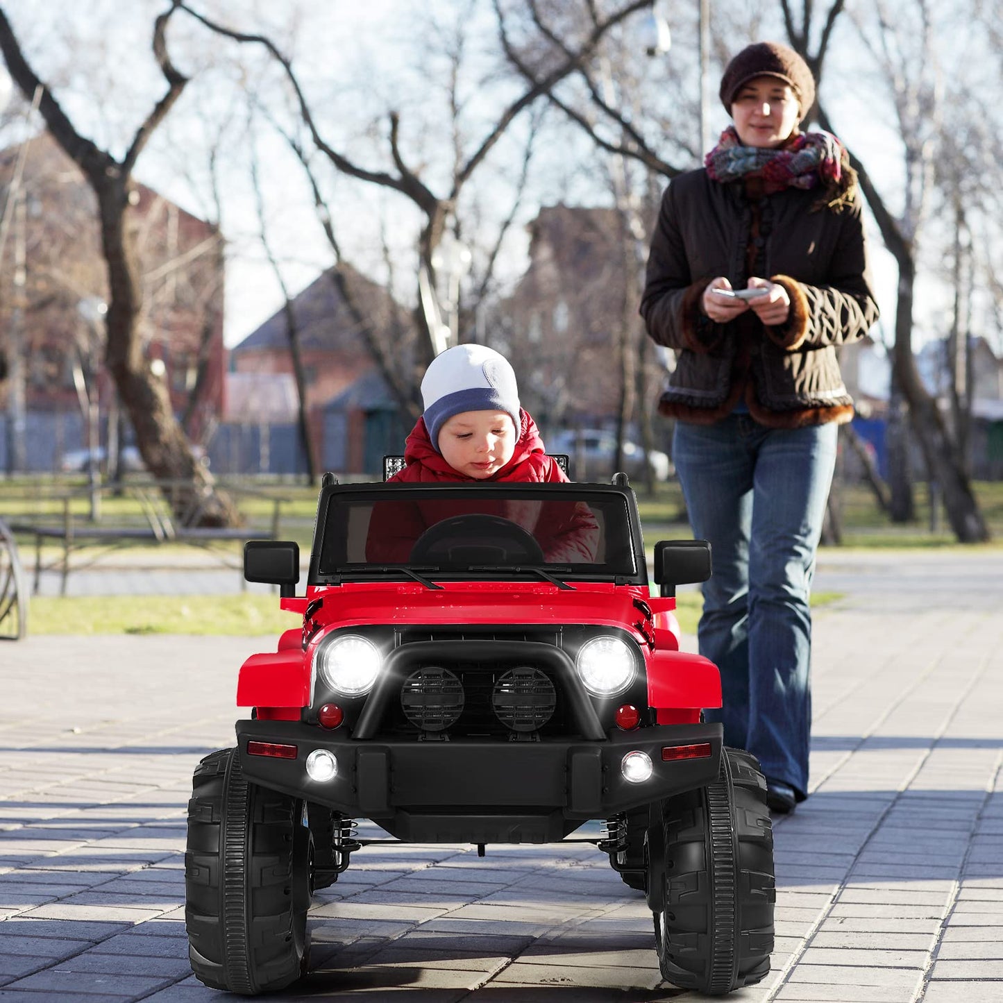 Kids Ride on Car, 12V Battery Powered Electric Truck with 2.4G Remote Control, LED Lights