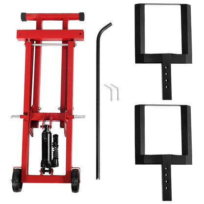 GiantexUK Ride on Mower Jack Lift, Folding Height Adjustable Lifting Device with Wheels