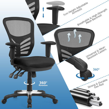 Mesh Office Chair, Height Adjustable Swivel Computer Desk Chair, Ergonomic Mid-Back