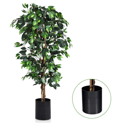 GiantexUK 6FT Artificial Ficus Tree, Tall Fake Plant with Lifelike Leaves & Plastic Pot