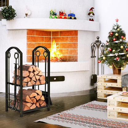 GiantexUK Metal Firewood Rack, Heavy Duty Fireplace Log Holder