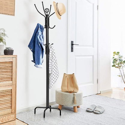 GiantexUK Metal Coat Rack, Free Standing Tree-Shaped Clothes Stand with 12 Hooks