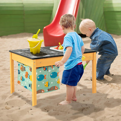 Sand and Water Table, Wooden Sensory Tables with Detachable Storage Bag, Foldable Bin, Multifunction Activity Game Table for Kids