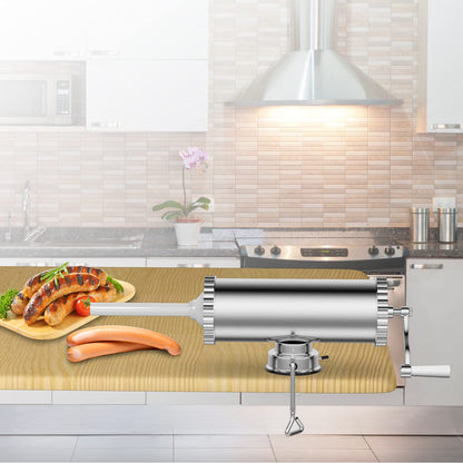 GiantexUK 3L/4.8L Sausage Stuffer, Stainless Steel Sausage Maker with 3/4 Filling Tubes