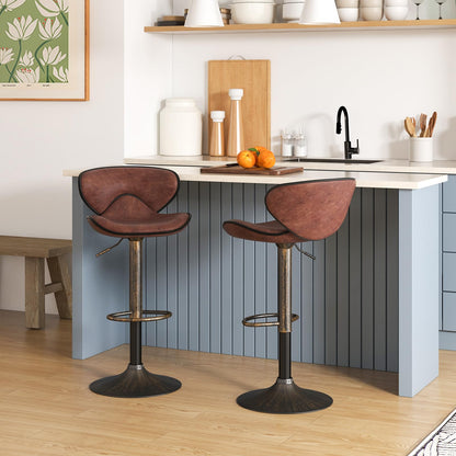 Bar Stools Set of 2, Adjustable Height 360° Rotatable Counter Dining Chair with Swivel Gas Lift