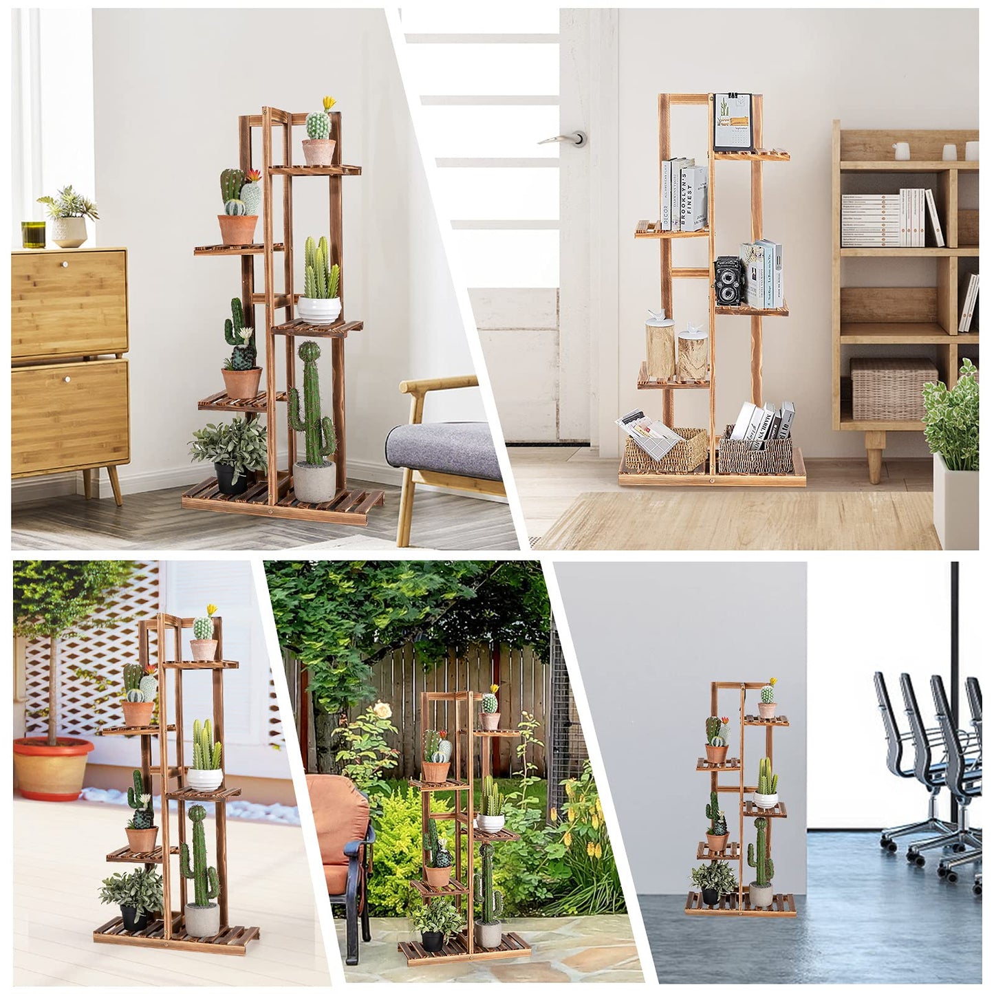 5-Tier Plant Stand, 6 Potted Flower Rack High Low Display Shelf (5 Tiers, without Fence)