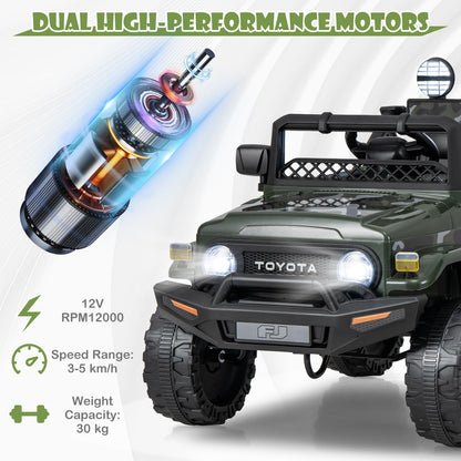 Kids Electric Ride On Car, 12V Licensed Toyota FJ Off Road Truck with Remote Control, Shock Suspension