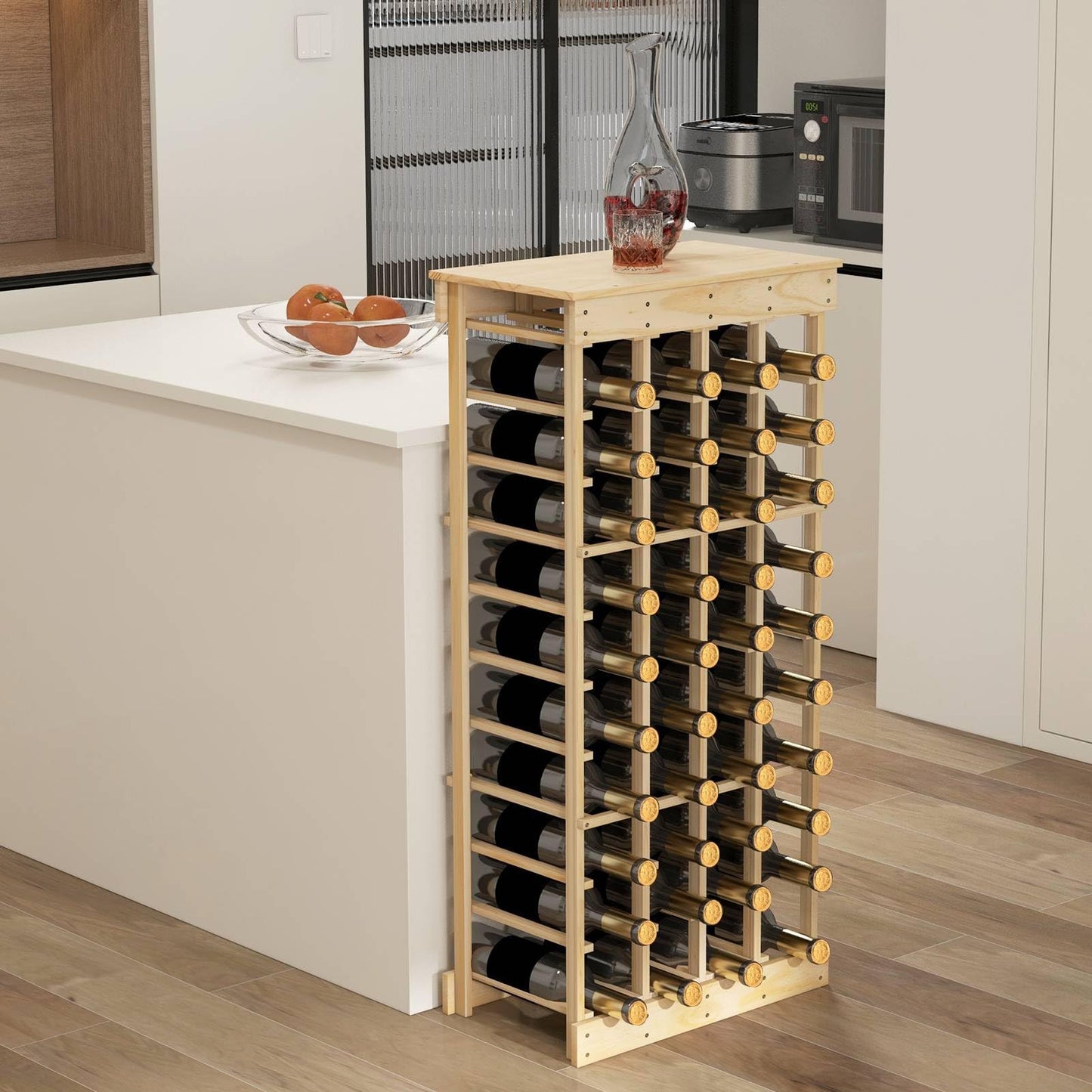 GiantexUK 40 Bottles Wine Rack, 10-Tier Floor Freestanding Wine Storage Display Shelves with Tabletop