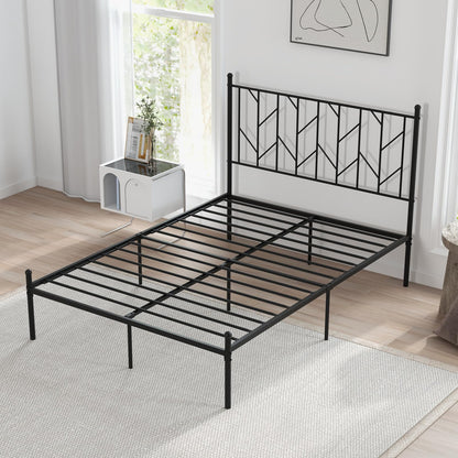 3FT/4FT6 Platform Bed Frame, Single/Double Slatted Mattress Foundation with Under Bed Storage