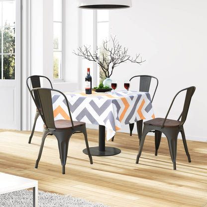 GiantexUK Dining Chairs Set of 4, Industrial Stackable Kitchen Chairs Seating (Gun, Elm Wood Seat)