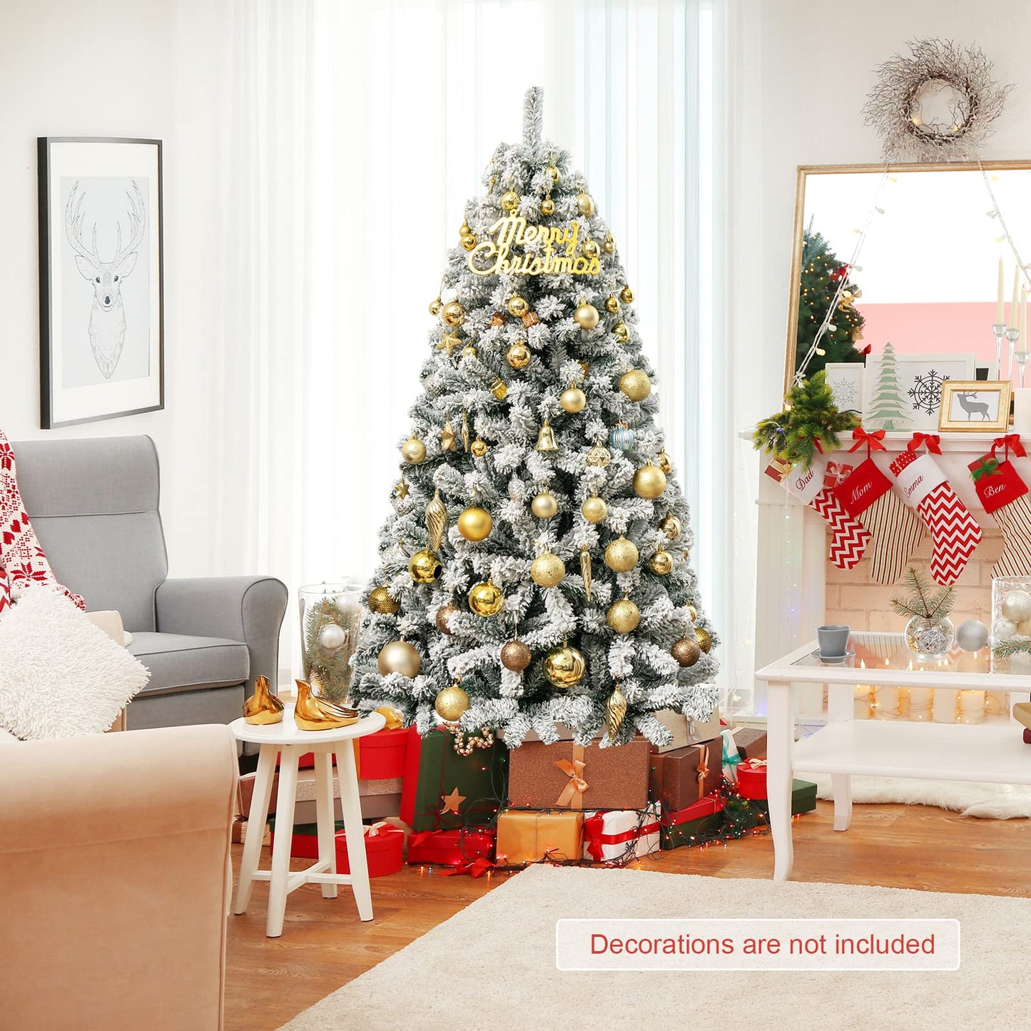 6FT/7.5FT Christmas Tree, Full-bodied Artificial Tree with Metal Stand