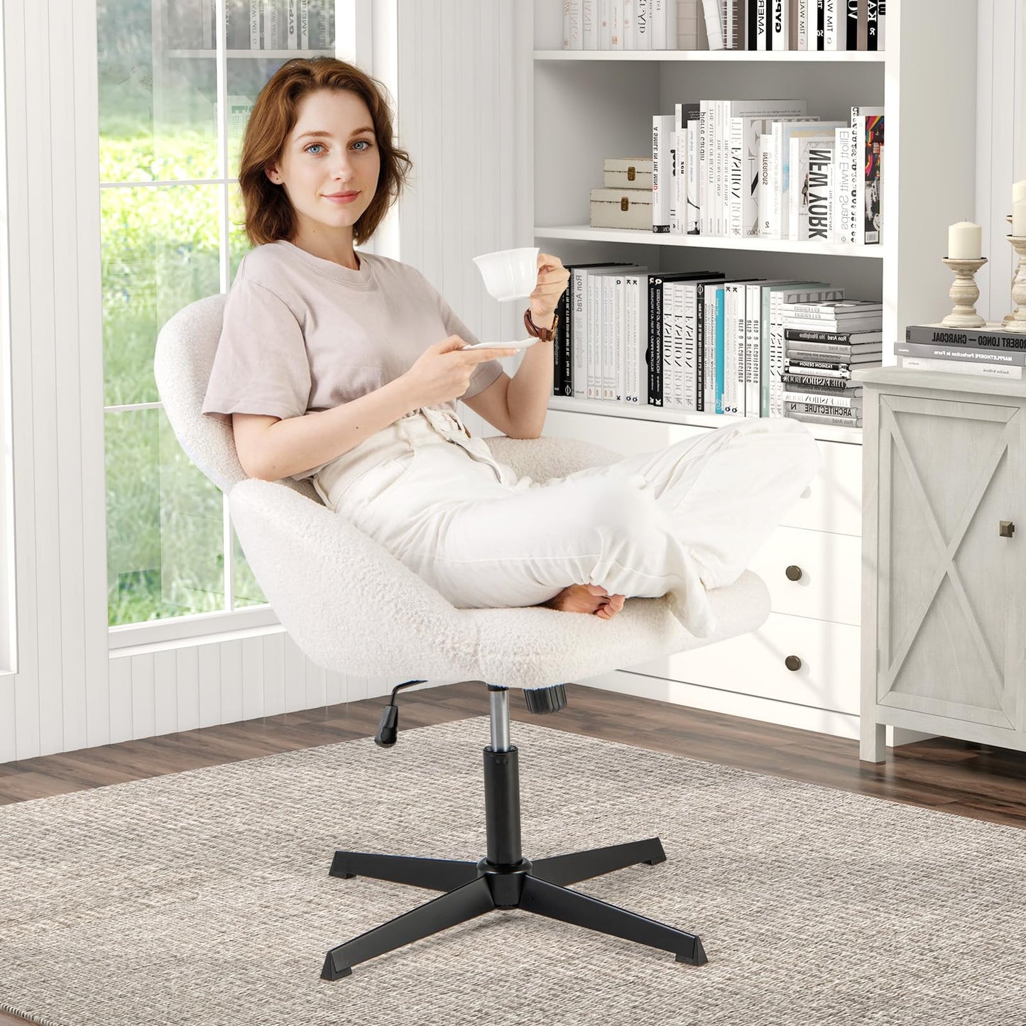 Home Office Chair, Height Adjustable Swivel Computer Desk Chair with Rocking Function