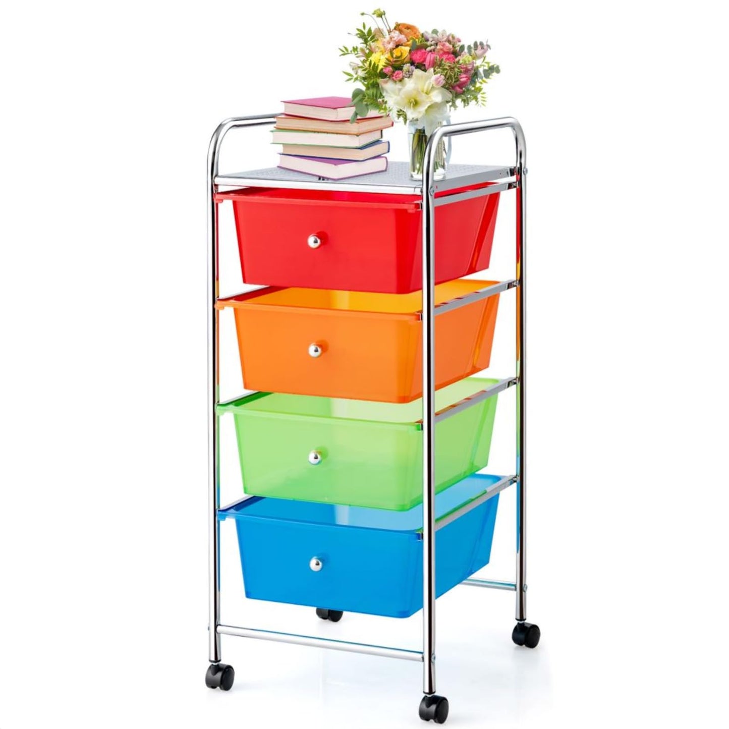 GiantexUK 4 Drawers Storage Trolley, Multipurpose Utility Rolling Cart on Wheels