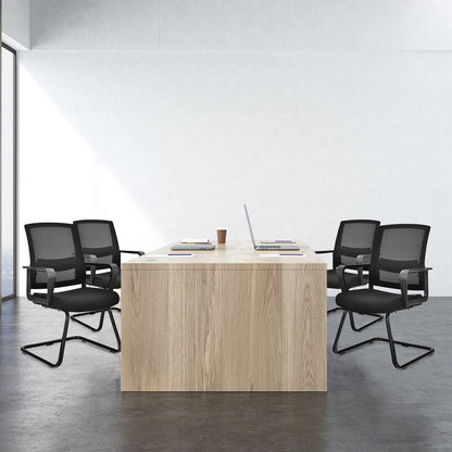 Meeting Office Chairs, Mid-Back Mesh Reception Chair with Adjustable Lumbar Support and Sled Base