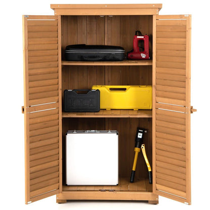 GiantexUK Wooden Garden Shed, Outdoor Tool Storage Cabinet with 3 Removable Shelves