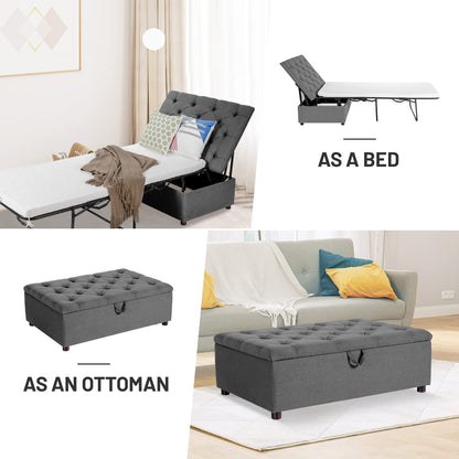 2-in-1 Folding Sofa Bed with Mattress, Convertible Lounge Sofa Ottoman