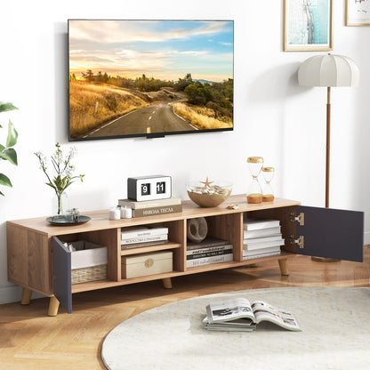 TV Stand for TVs up to 65 Inches, Wooden TV Cabinet Media Entertainment Center with 2 Doors