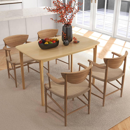 GiantexUK Dining Table, 120 x 70CM Rubber Wood Kitchen Table with Non-Slip Foot Pads & 150KG Load Capacity