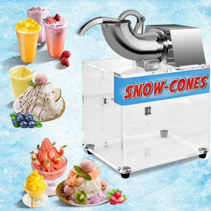 GiantexUK Commercial Ice Crusher Machine, 200KG/H Stainless Steel Electric Ice Shaver with Dual Blades & Large Box