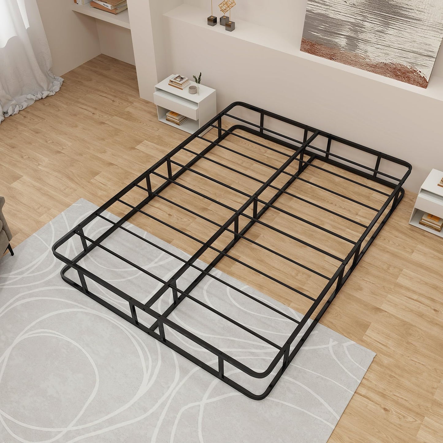 26cm Metal Platform Bed Frame, 5FT King Size Slat Support Mattress Foundation with Under-bed Storage