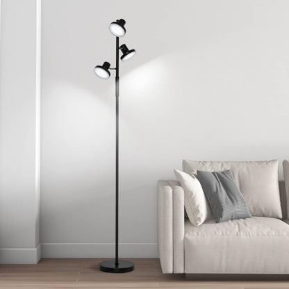 GiantexUK 3-Lights Floor Lamp, Industrial Standing Corner Lamp with Rotatable Light Heads, Adjustable Brightness & Weight Base