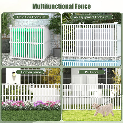 2 Panels Outdoor Privacy Screen, 113 x 114cm Decorative Fence Trash Can Enclosure with 4 Ground Stakes