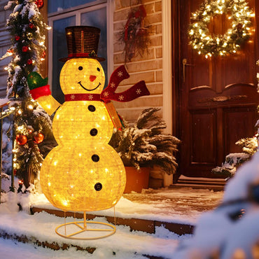 6FT Lighted Christmas Snowman, Pre-Lit Snowman Ornament Xmas Decoration with 180 LED Lights