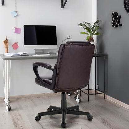 330LBS Big & Tall Executive Office Chair, Height Adjustable Leather Computer Desk Chair, Brown