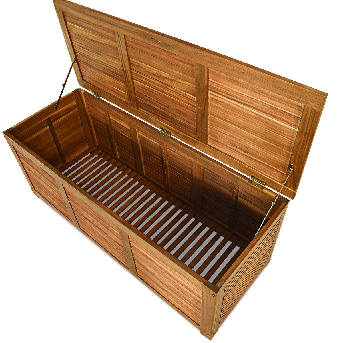 GiantexUK Garden Deck Box, 180L Outdoor Storage Bench with Lid, Wooden Chest Container for Patio Cushions and Gardening Tools