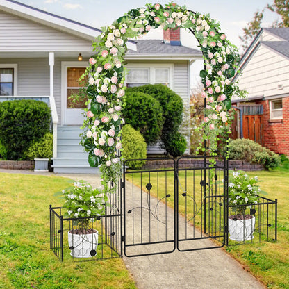 GiantexUK Garden Arch with Gate & Planter Boxes