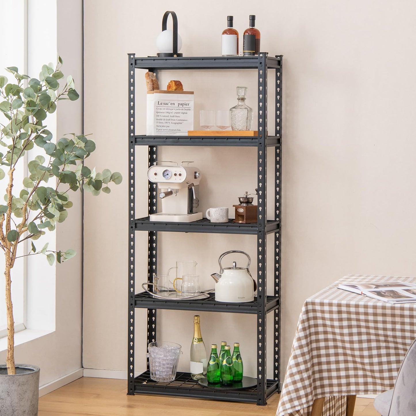 GiantexUK 5 Tier Garage Shelving Unit, Heavy Duty Adjustable Metal Shelves with Anti-tipping Device