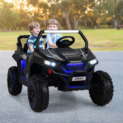 12V Kids Electric Ride On UTV, 2-Seater Battery Powered Off-road Truck with Remote Control, Bluetooth, LED Light, Music, MP3/USB/FM